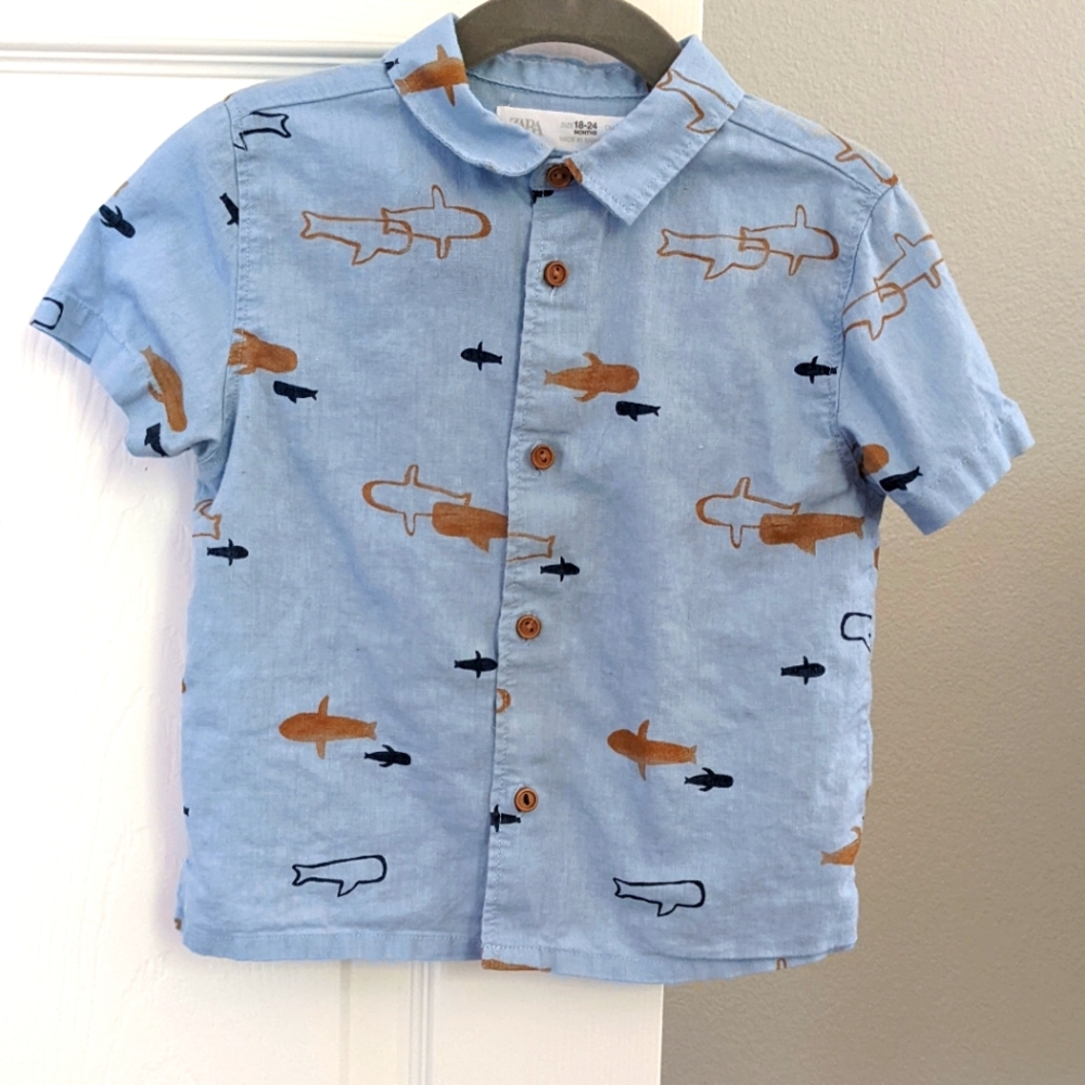 Zara Button Down w/ whale design - 18-24m